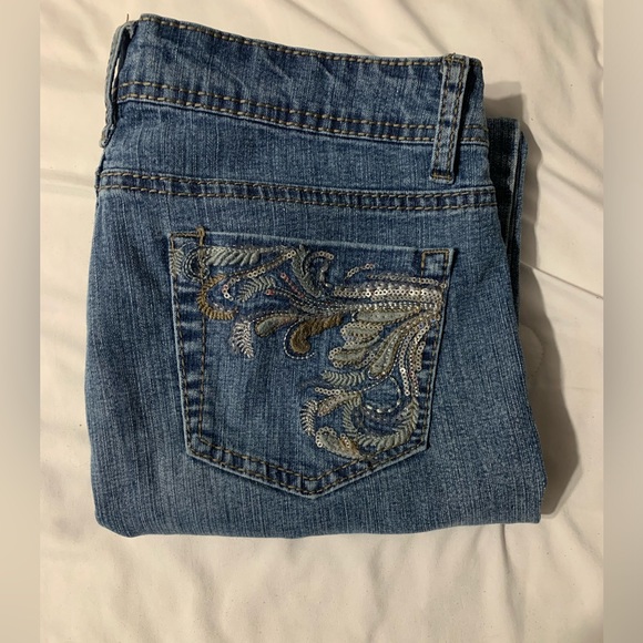 ROZ & ALI WOMEN'S JEANS BLUE SIZE 8 AVERAGE DENIM CASUAL PANTS STRETCH STRAIGHT - Picture 13 of 13